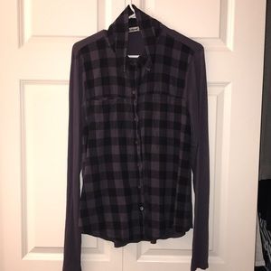 Purple half plaid shirt